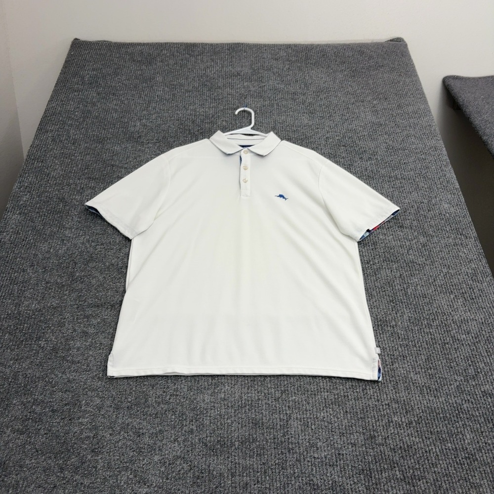 Tommy Bahama Polo Shirt Mens L White Supima Cotton IslandZone Casual Beachy